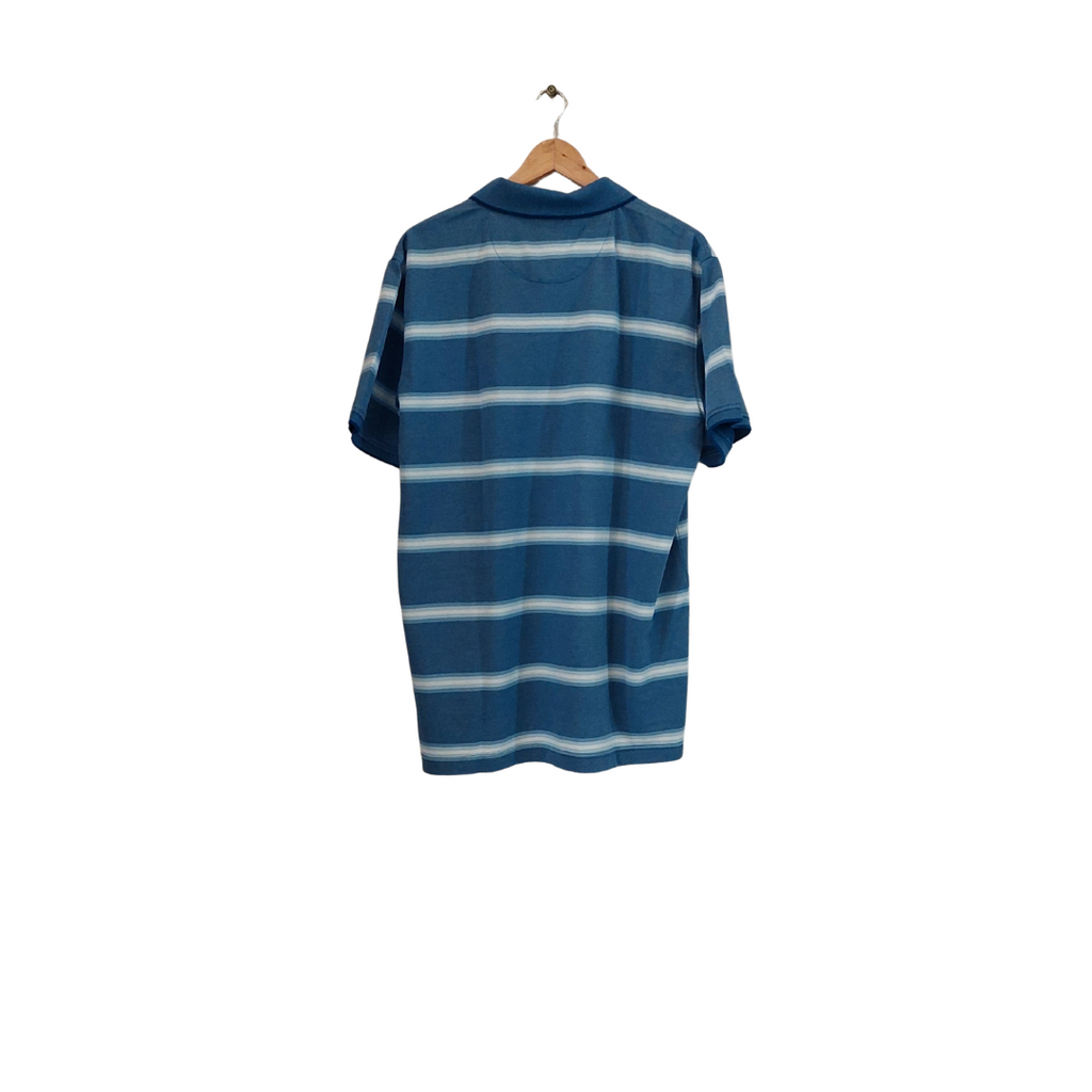 IZOD Men's Blue Striped Short-sleeves Polo Shirt | Brand New |