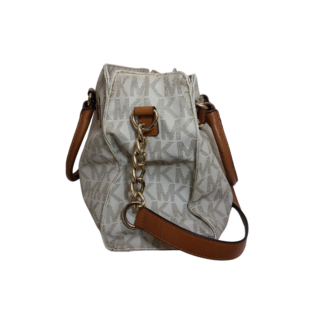 Michael Kors Hamilton Monogram MK Logo Gold Chain Tote Bag | Pre Loved ...