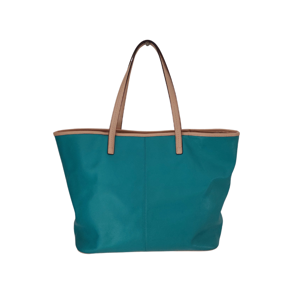 Coach Metro Teal Green Leather Large Tote Bag | Pre Loved |
