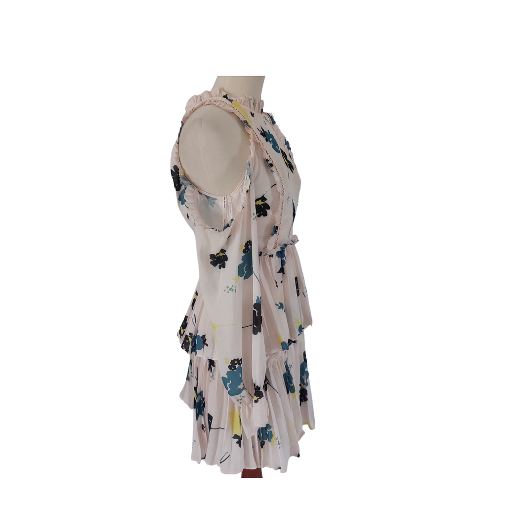 Self Portrait Light Pink Cold Shoulder Printed Knee-Length Dress | Pre Loved |