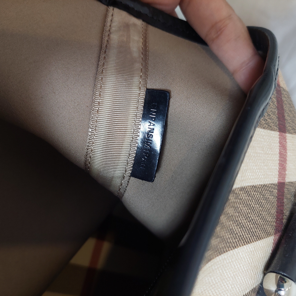 Burberry Beige/Black Nova Check Coated Canvas and Patent Leather Tote Bag | Pre Loved |
