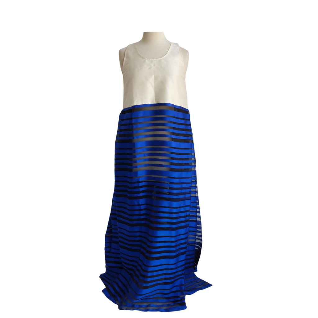 Muse Cream, Navy & Black Sleeveless Long Dress | Gently Used |