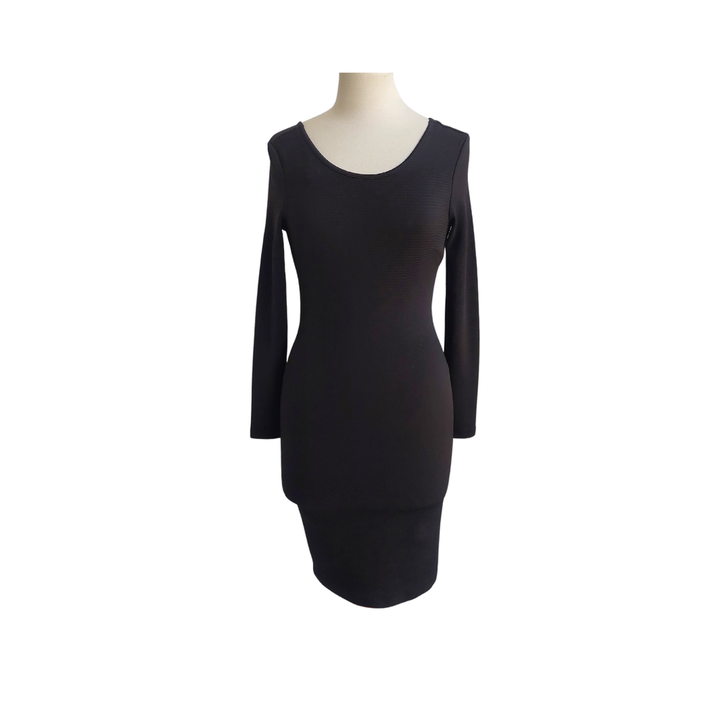 H&M Black Ribbed Knee Length Dress | Gently Used |