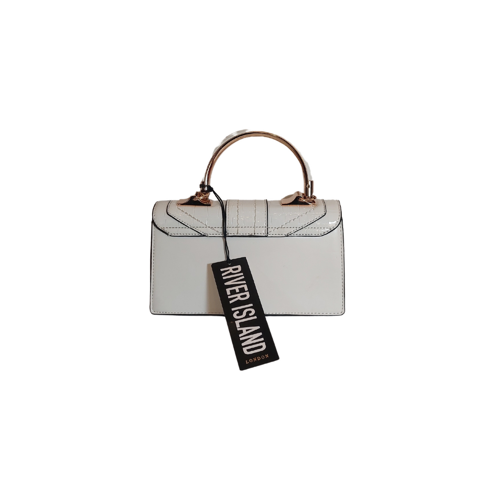 River Island White Croc Textured Faux Leather Crossbody Bag | Pre Loved |