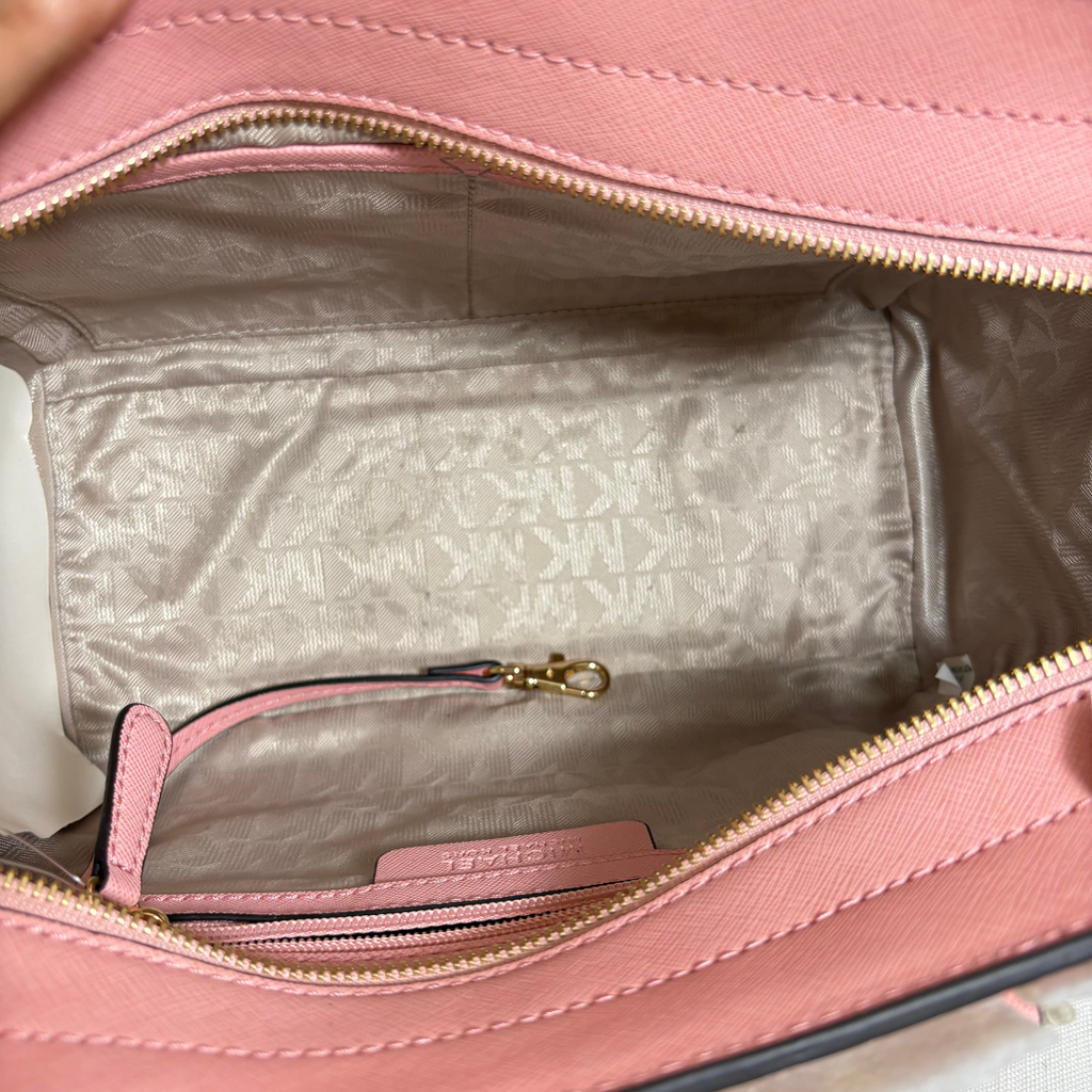 Michael Kors Pale Pink Leather 'Selma' Studded Satchel Bag | Brand New |