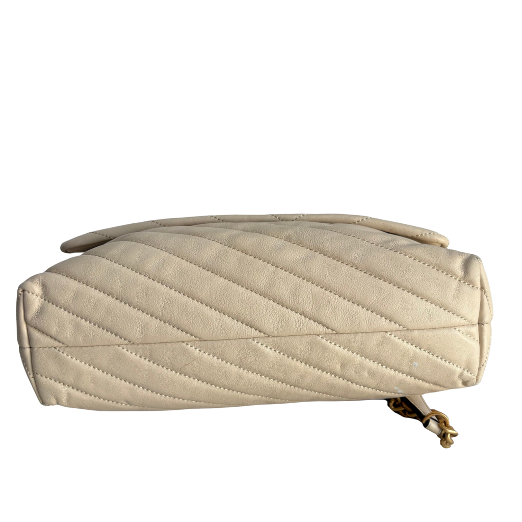 Tory Burch Cream Kira Chevron Leather Shoulder Bag | Pre Loved |