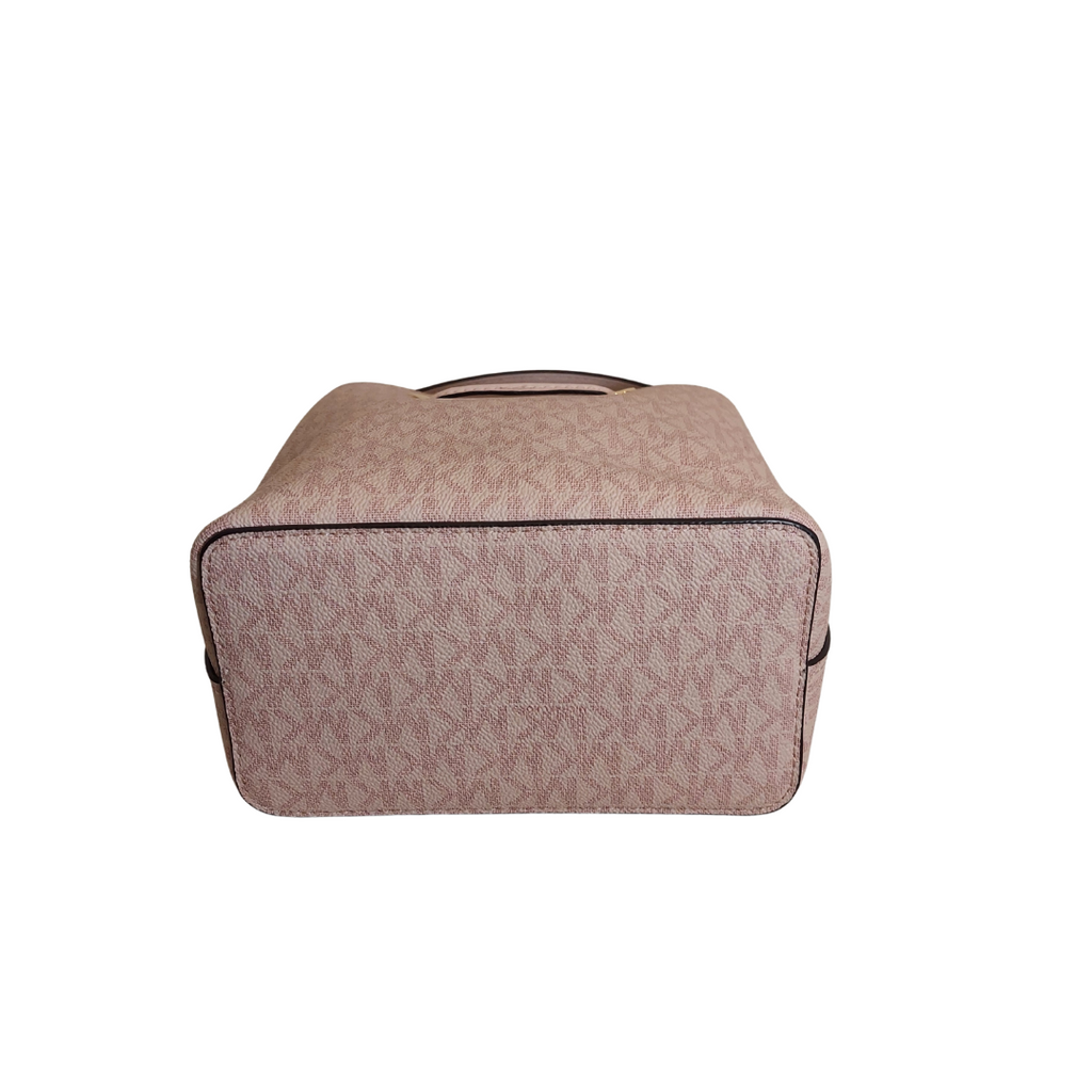 Michael Kors Powder Blush Monogrammed Canvas 'Suri' Small Bucket Bag | Gently Used |