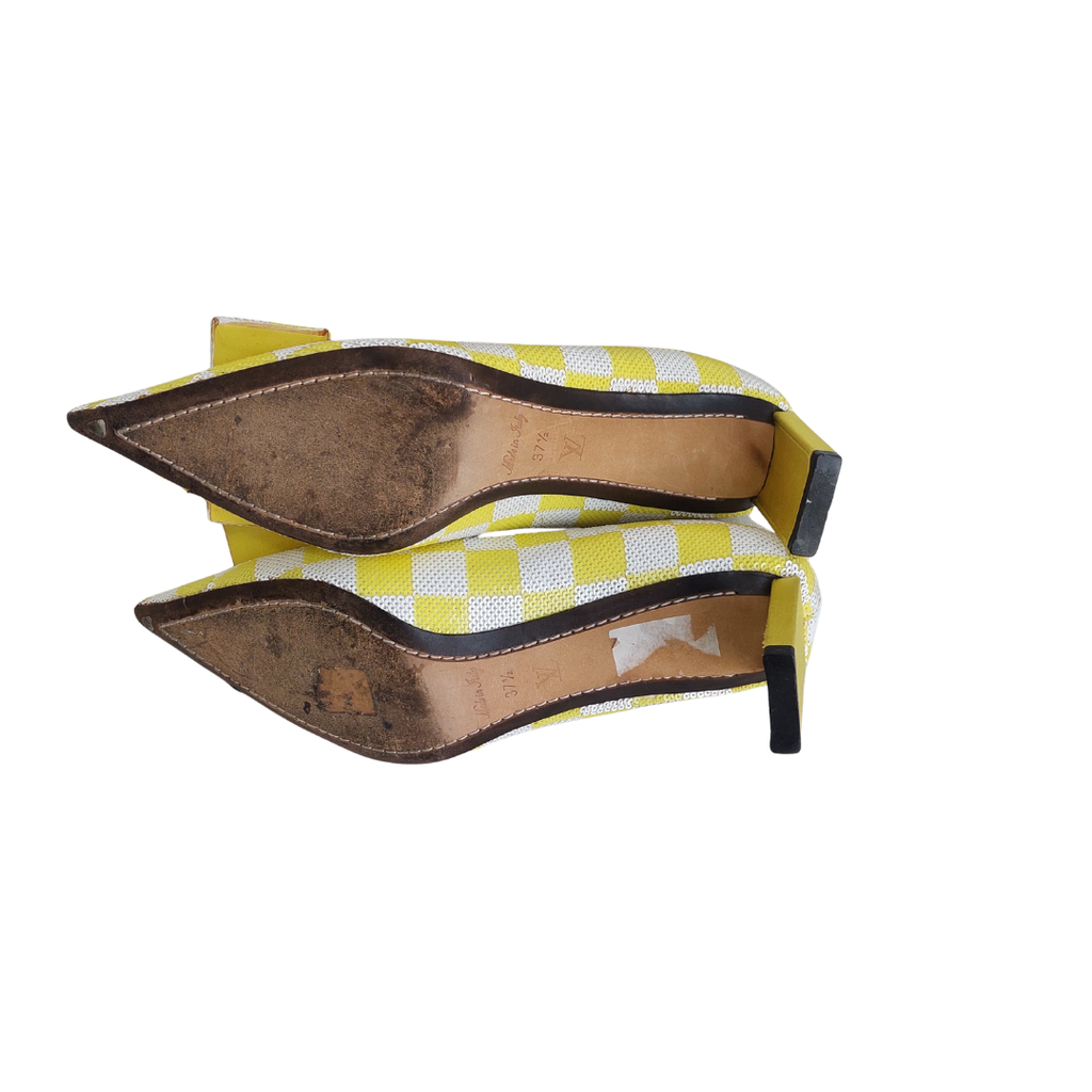 Louis Vuitton Yellow & White Magic Square Pumps | Pre Loved |