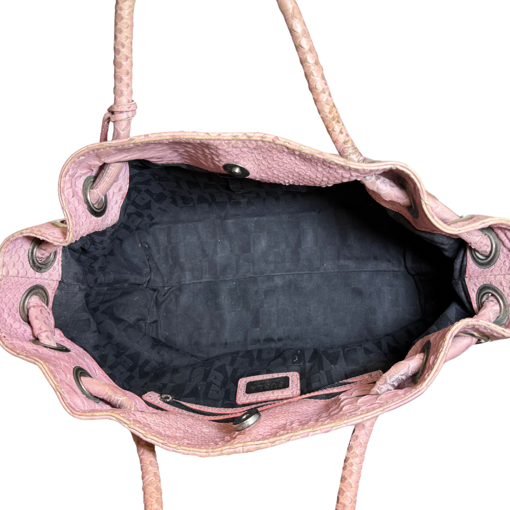 Furla Blush Pink Leather Croc-Embossed Carmen Tote | Pre Loved |