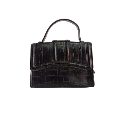 Zara Black Crocodile Patterned Faux Leather Mini City Crossbody Bag | Pre Loved | - Secret Stash