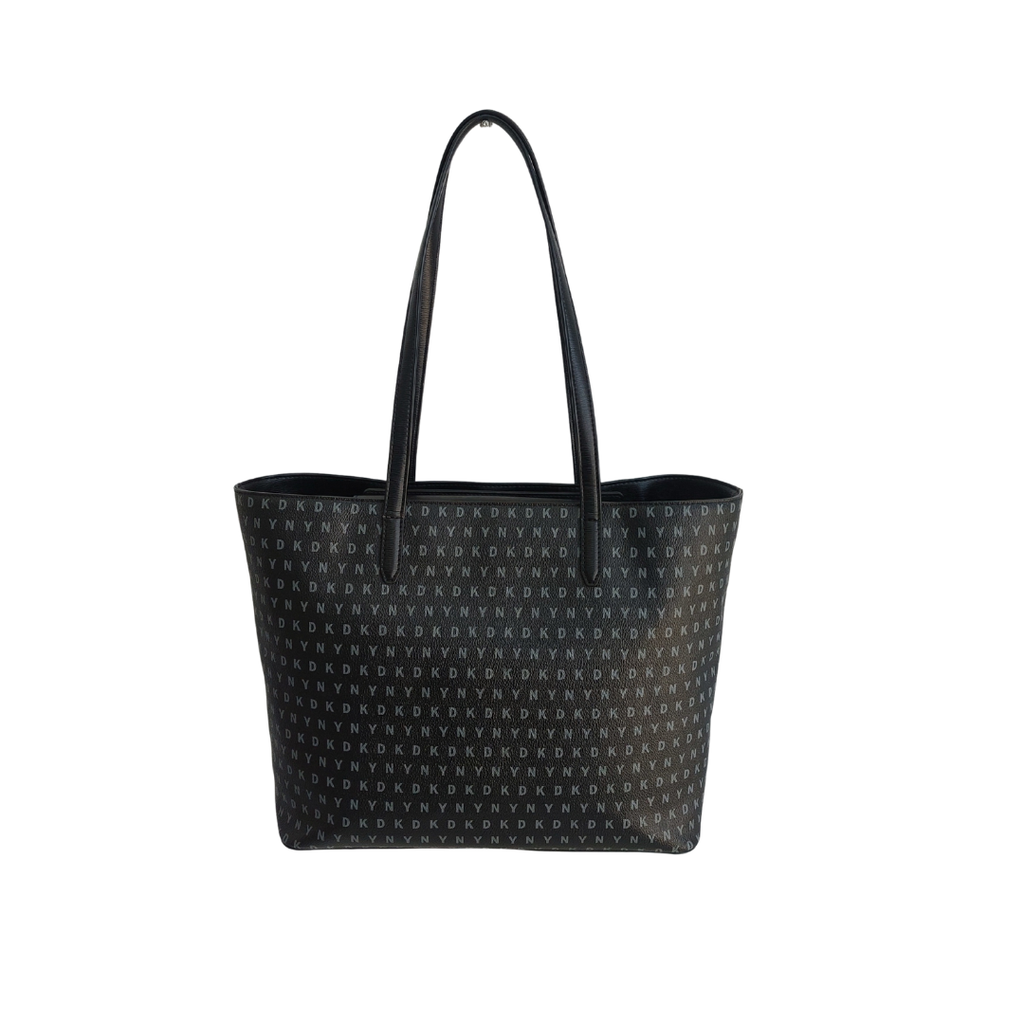 DKNY Black Medium Monogram Print Tote Bag | Gently Used |