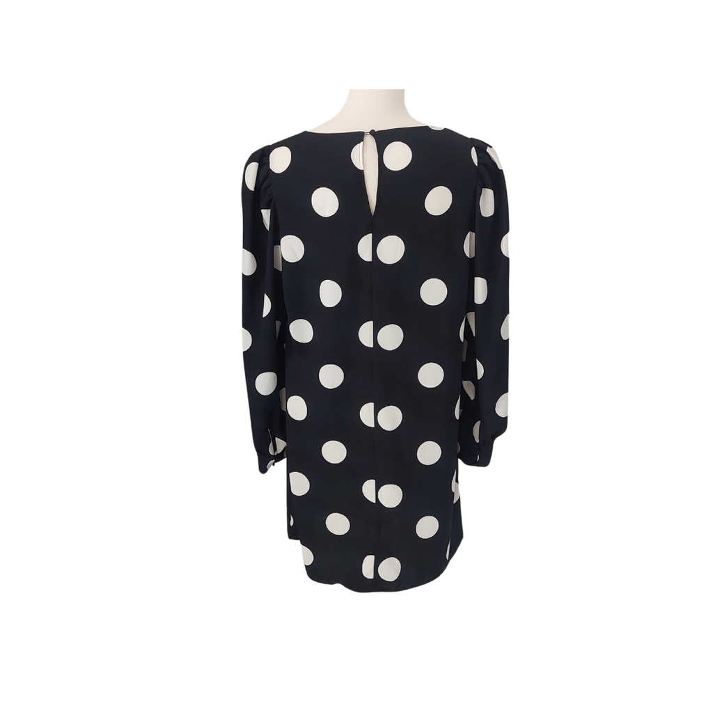 H&M Black & White Polka Dot Puff Shoulders Long Top | Brand New |