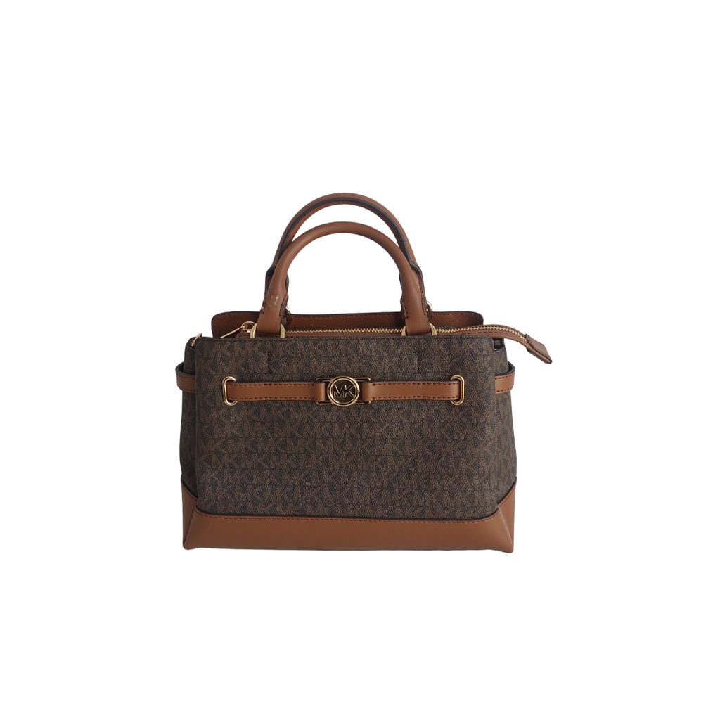 Michael Kors Brown Signature Leatherette Reed Satchel Bag | Gently Used |