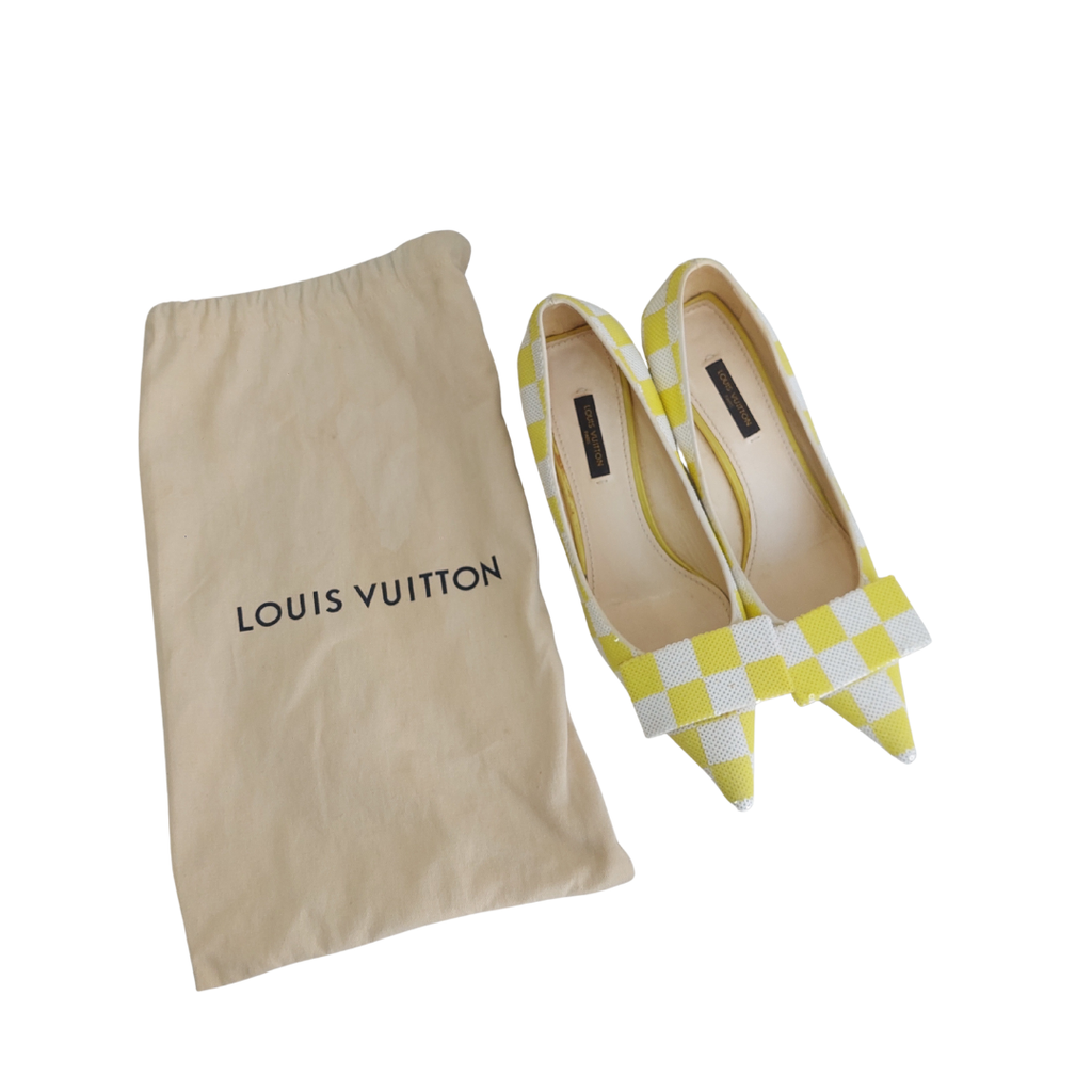Louis Vuitton Yellow & White Magic Square Pumps | Pre Loved |