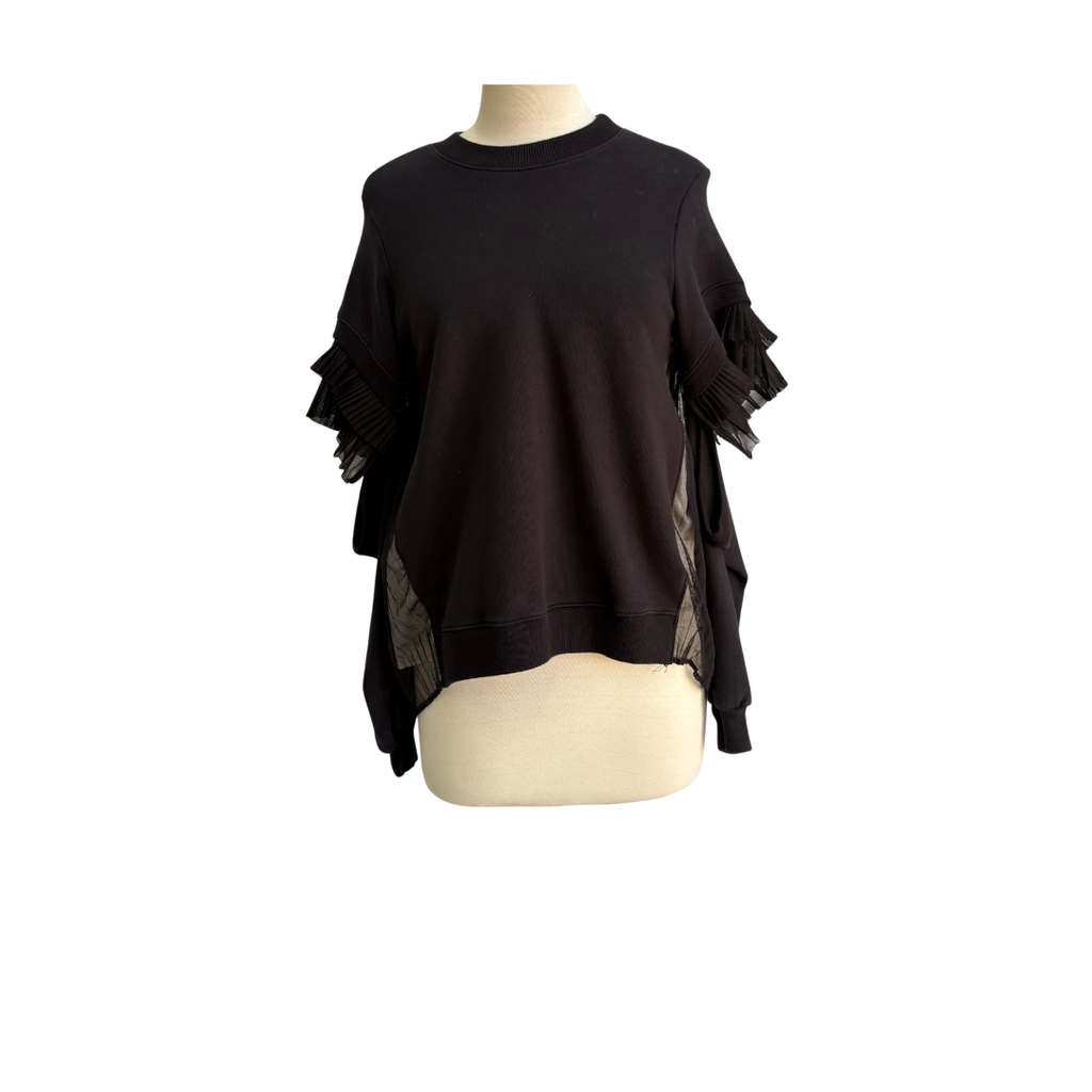 CLU Black Net Pleat Detail Sweatshirt | Pre Loved |
