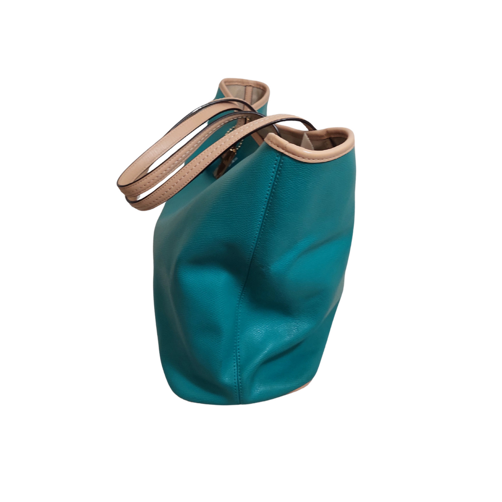 Coach Metro Teal Green Leather Large Tote Bag | Pre Loved |