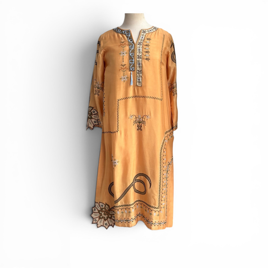 Rimsha Shaikhani Mustard Yellow And Blue Embroidered Outfit (3 Piece) | Gently Used |