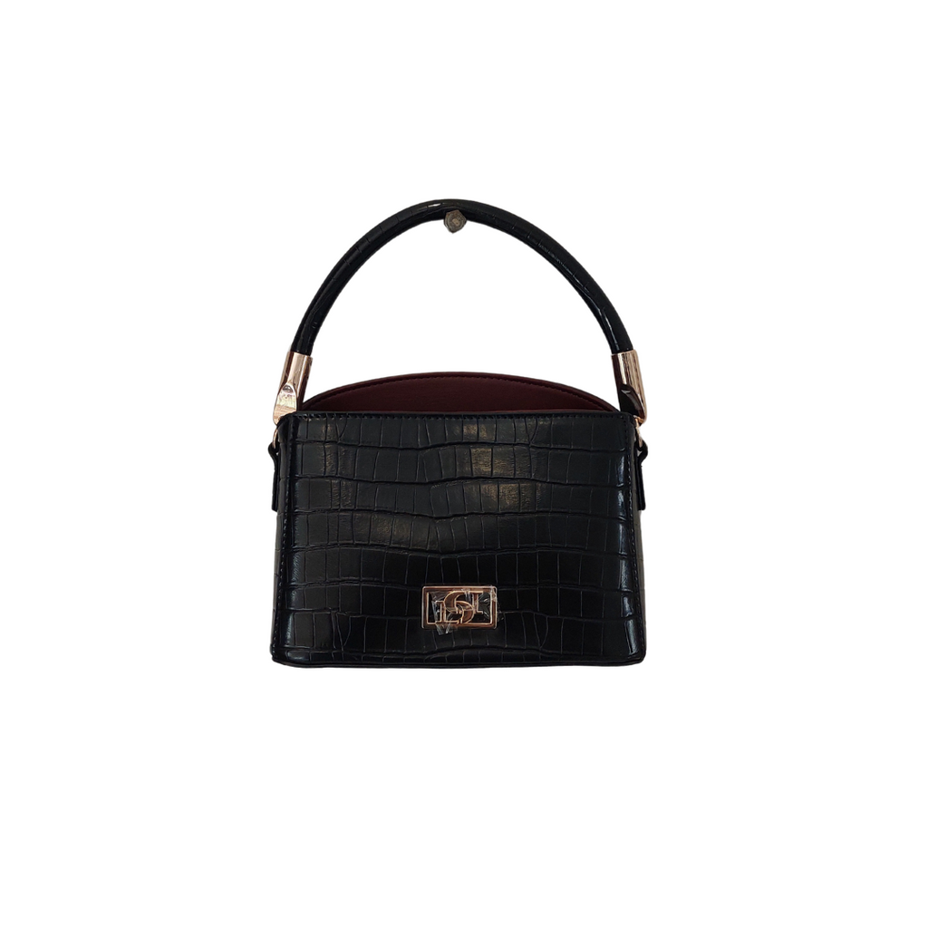 Dune Black Croc Synthetic Mini Logo Bag | Like New |