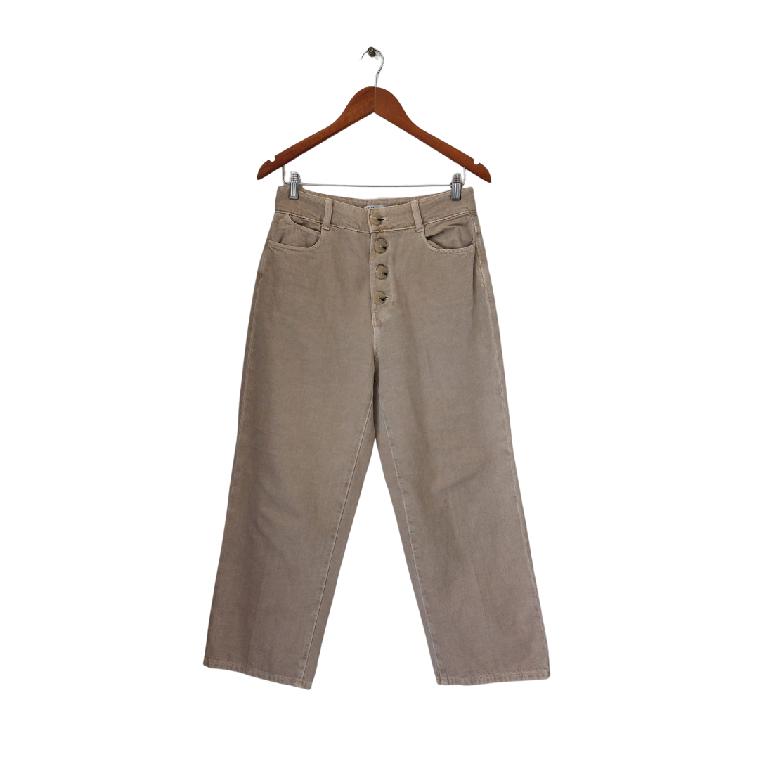 Beige Slouchy Pants Zara ZARA Beige Wide-leg Jeans Gently Used
