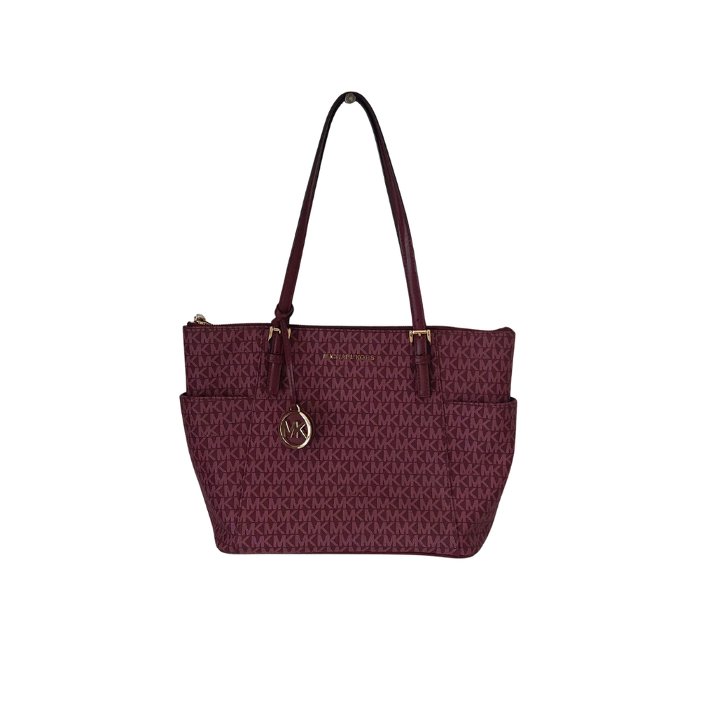 Michael Kors Plum Monogram Jet Set Travel Medium Tote | Pre Loved |