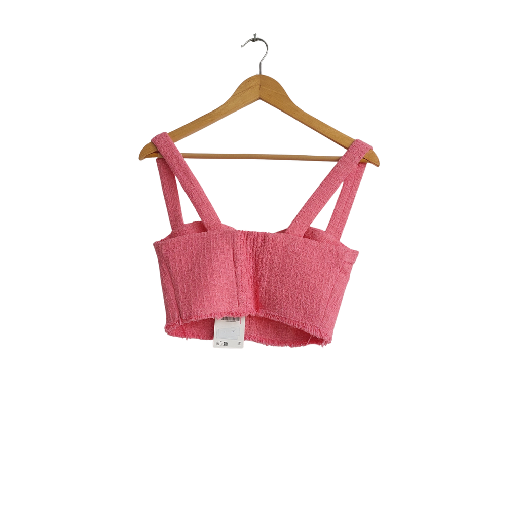 ZARA Light Pink Tweed Bustier Top | Brand New |