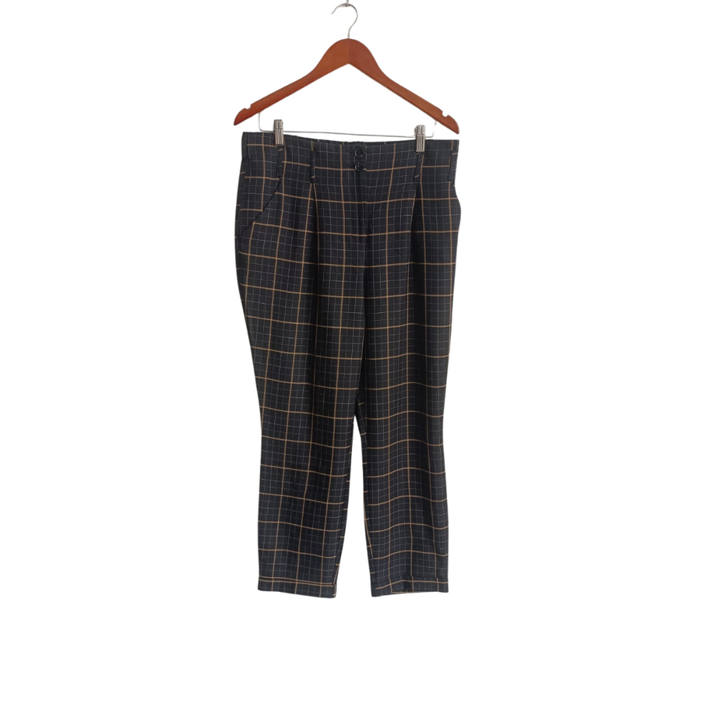 Dorothy Perkins Black Check Print Straight Leg Pants | Like New |