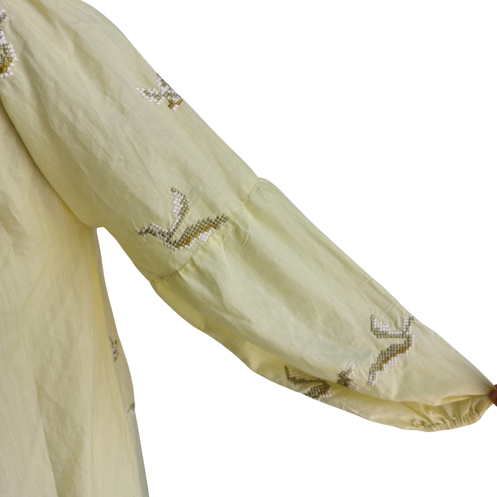 Ethnc Yellow Embroidered Long Shirt | Brand New |