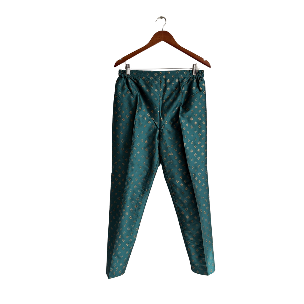 Sanober Azfar Teal Green Raw Silk Blocked Print Outfit (3 piece) | Pre ...