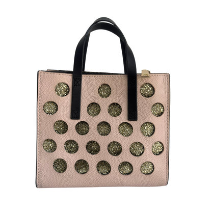 Marc Jacobs Pink And Gold Lurex Polka Dot Mini Grind Tote Bag | Pre Loved |