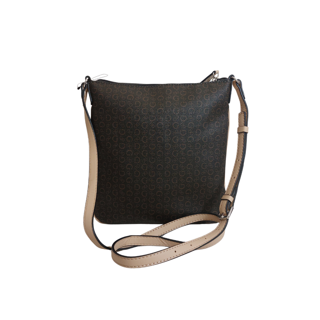 Guess Brown Monogrammed Crossbody Bag | Gently Used |