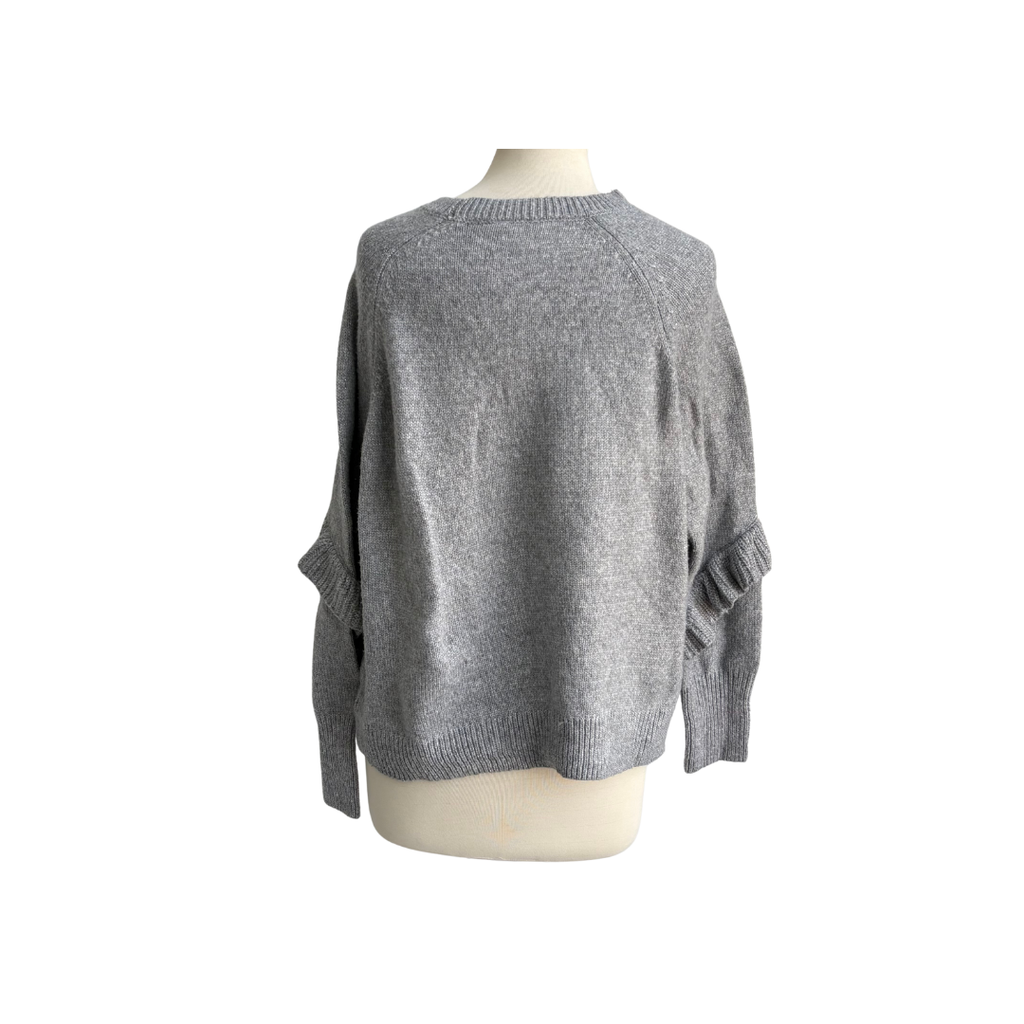 Time And Tru Grey Woolen Sweater With Ruffle Detail | Gently Used ...
