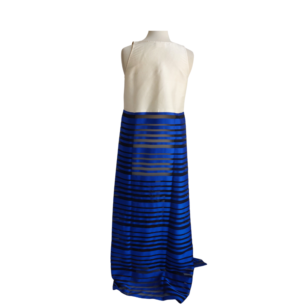 Muse Cream, Navy & Black Sleeveless Long Dress | Gently Used |