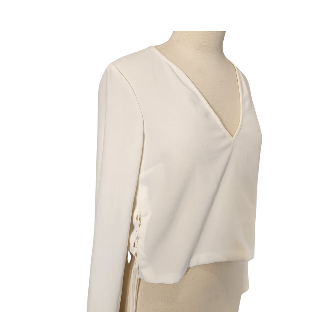 ZARA White Side-tie Cropped Blouse | Brand New |