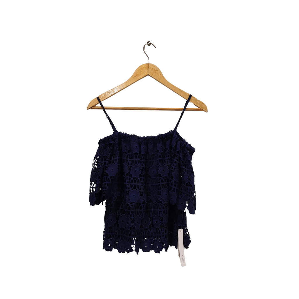 Aqua Dark Blue Off-Shoulder Top | Brand New |