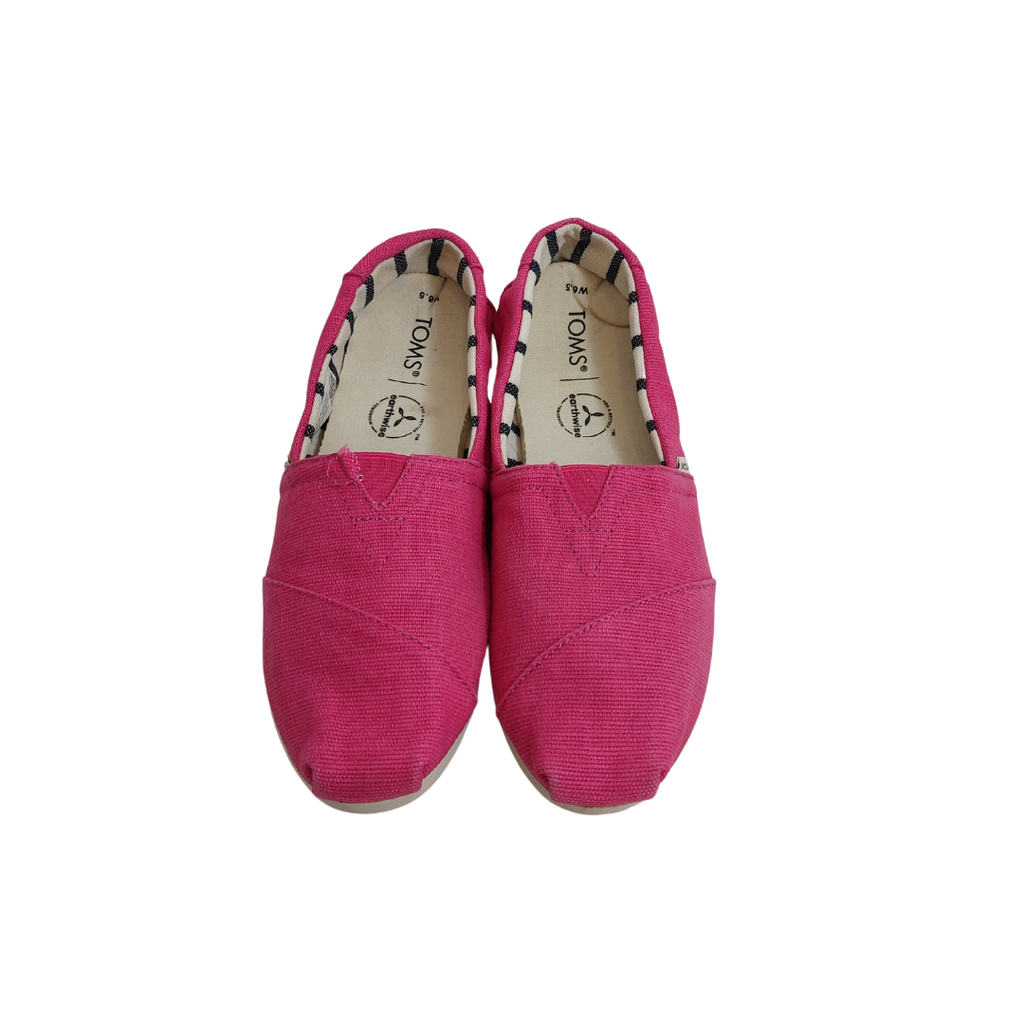TOMS Hot Pink Canvas Slip-On Shoes | Pre Loved |