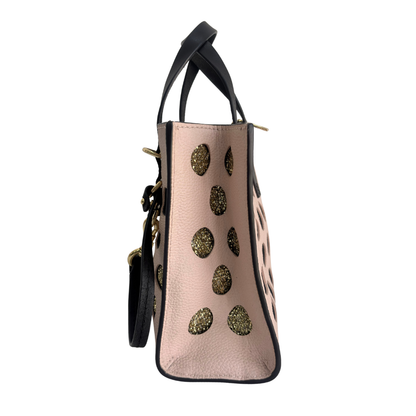 Marc Jacobs Pink And Gold Lurex Polka Dot Mini Grind Tote Bag | Pre Loved |
