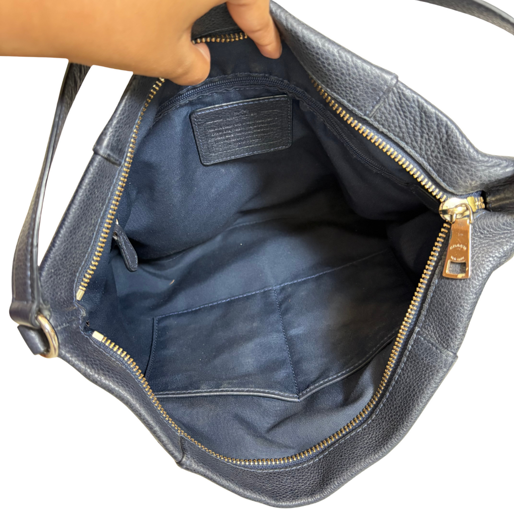 Coach Navy Pebbled Leather 'Isabella' Shoulder Bag | Pre Loved |