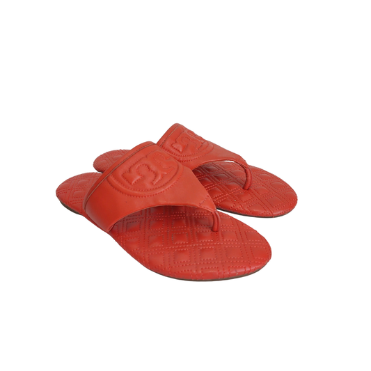 Tory Burch Orange Fleming Flat Thong Sandals | Pre Loved |