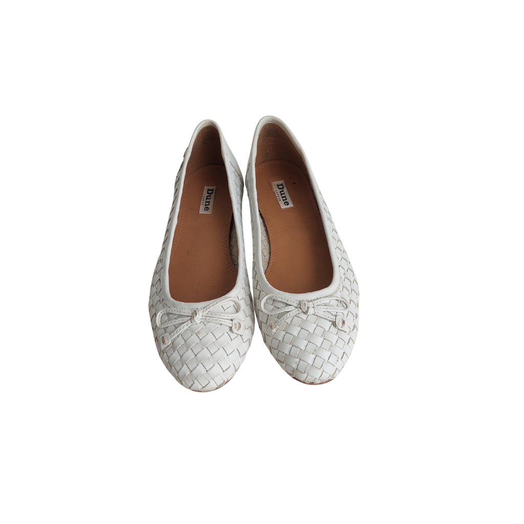 Dune White Leather Hartleys Ballet Flats | Pre Loved |