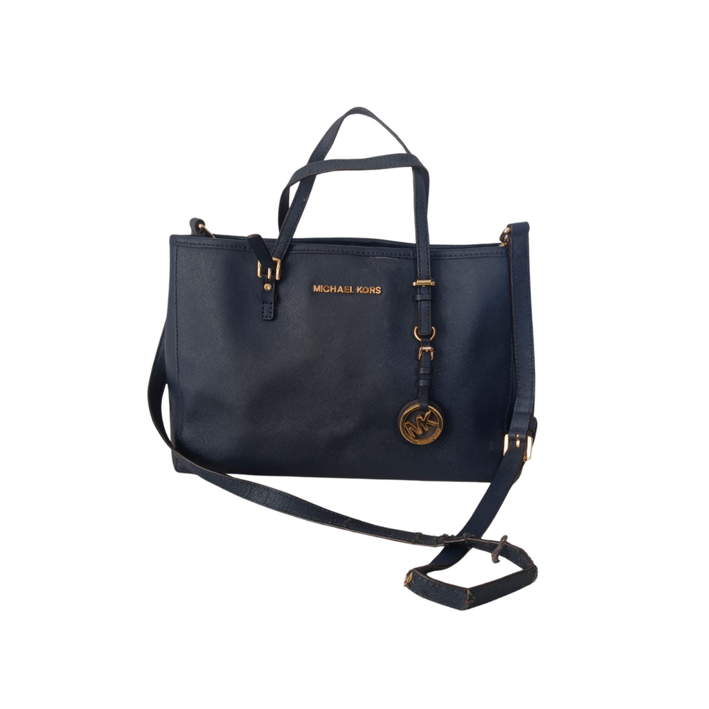Michael Kors Navy Leather Handbag | Pre Loved |