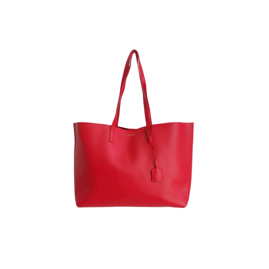 Saint Laurent Red Leather Large East/West Shopping Tote Bag | Like New | - Secret Stash