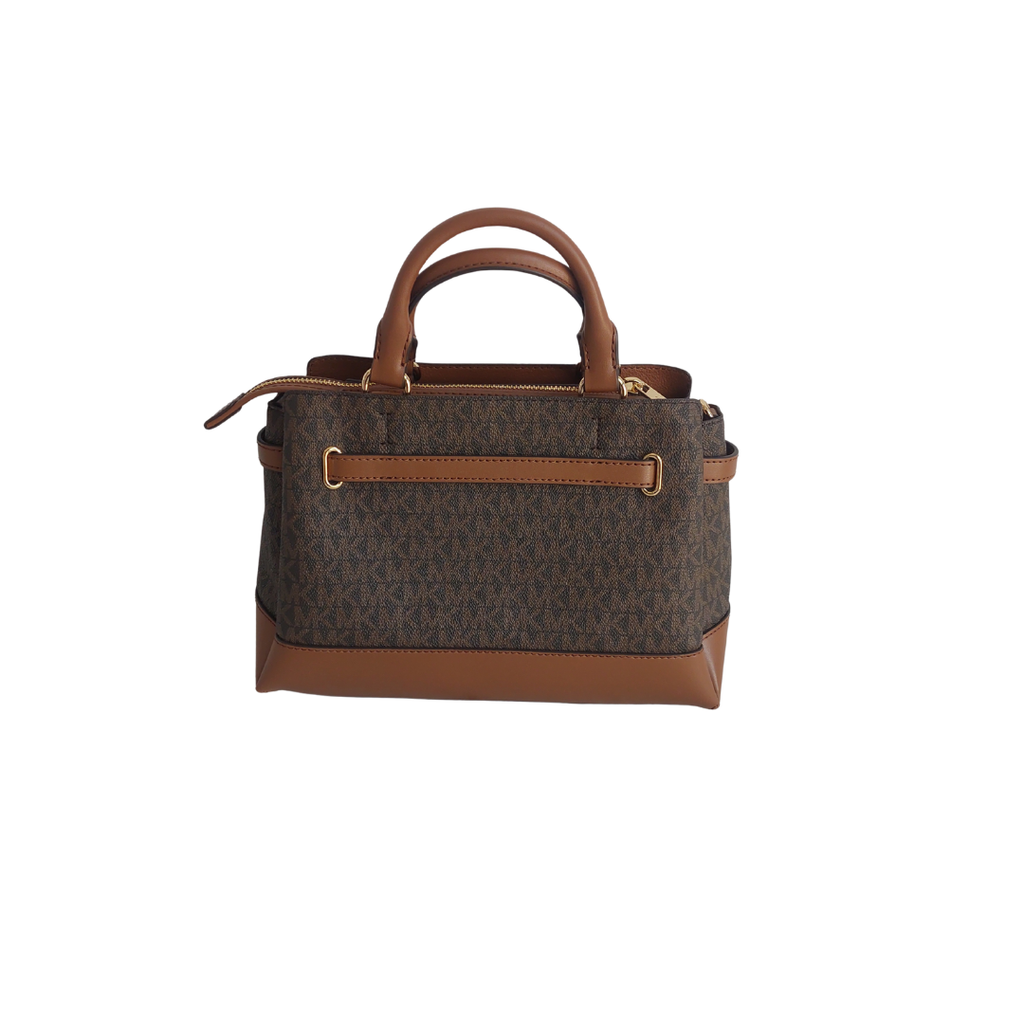 Michael Kors Brown Signature Leatherette Reed Satchel Bag | Gently Used |