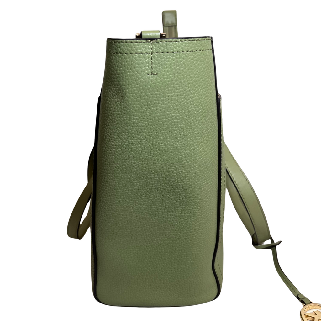 Michael Kors Green Leather Textured Tote Bag | Pre Loved |