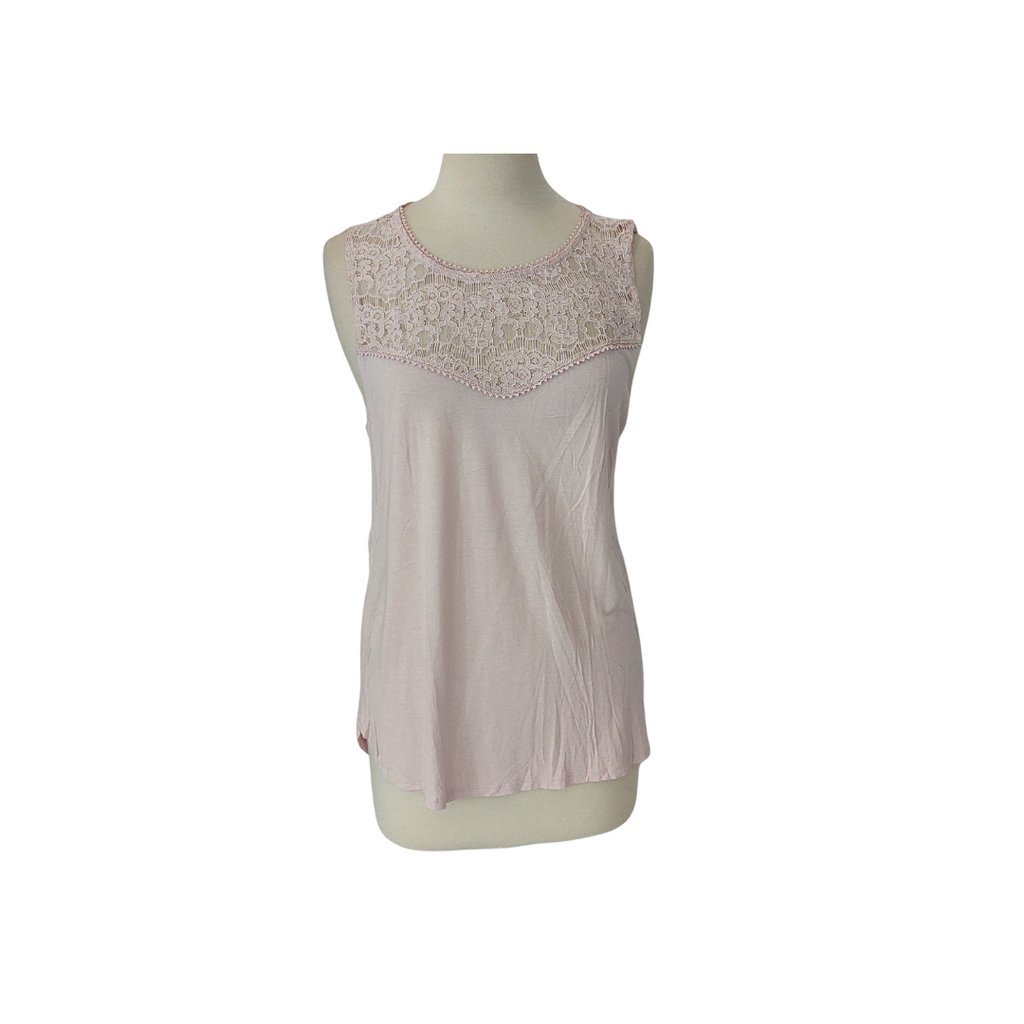 H&M Light Pink Sleeveless Lace Detail Top | Gently Used |