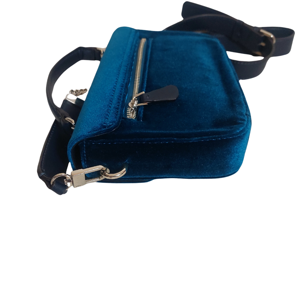 Guess Teal Vivi Velvet Top-Handle Flap Bag | Pre Loved |