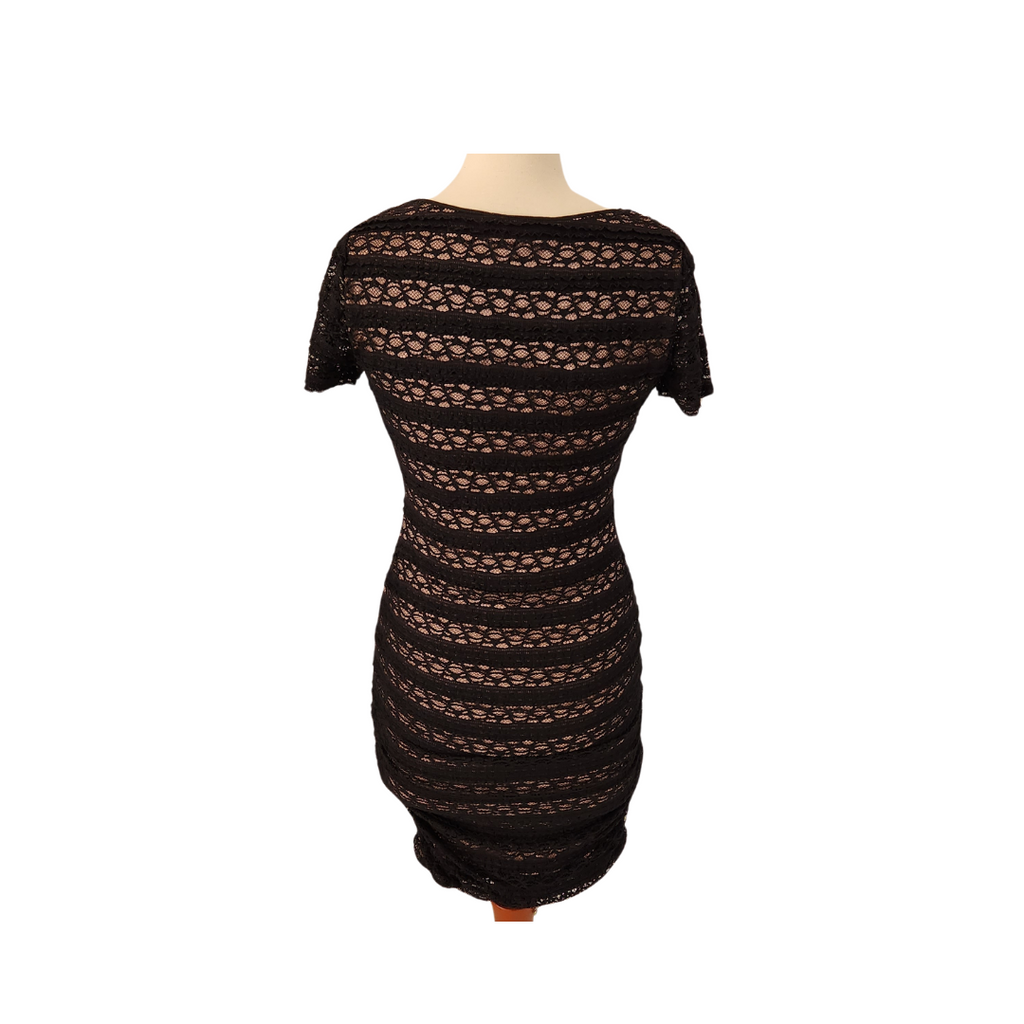 BCBG MAXAZARIA Black Lace Fitted Midi Dress | Gently Used |