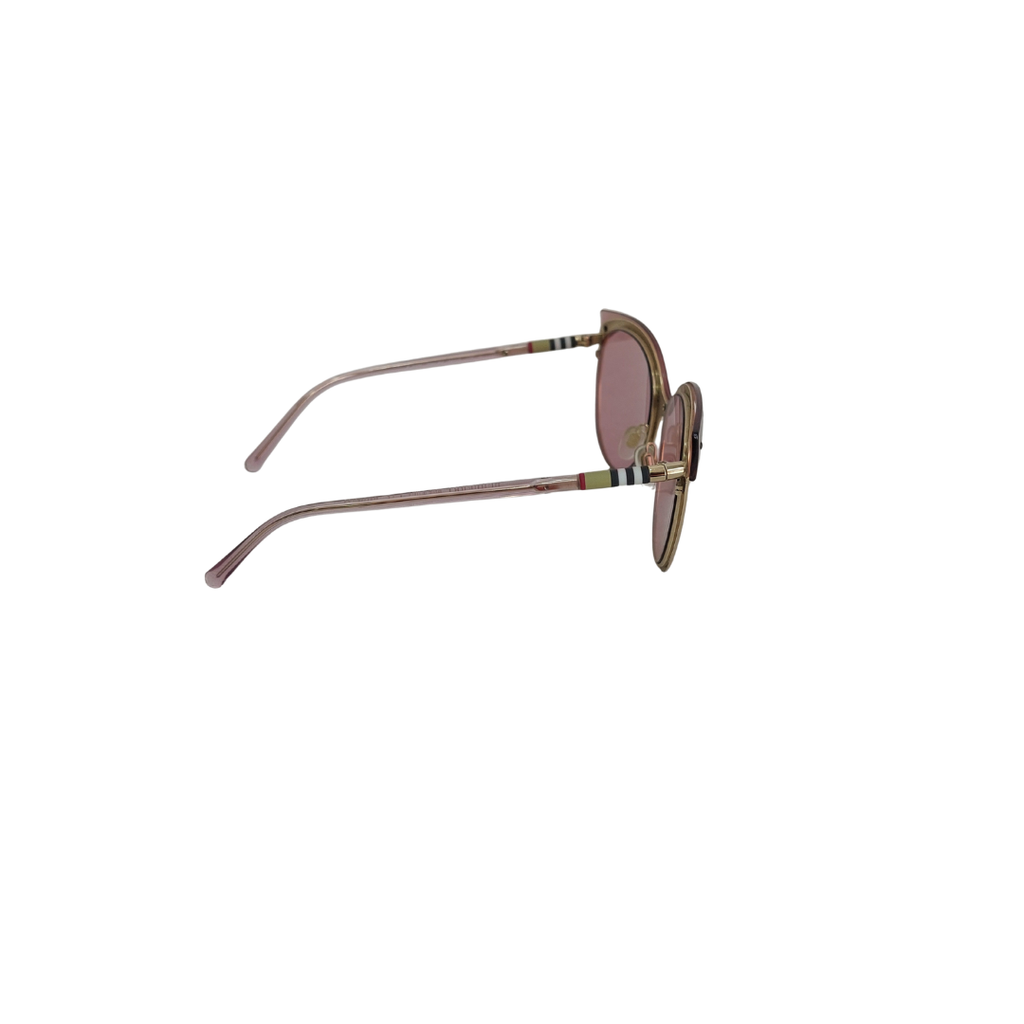 Burberry Pink/Gold BE3096 Oversize Metal Sunglasses | Brand New |