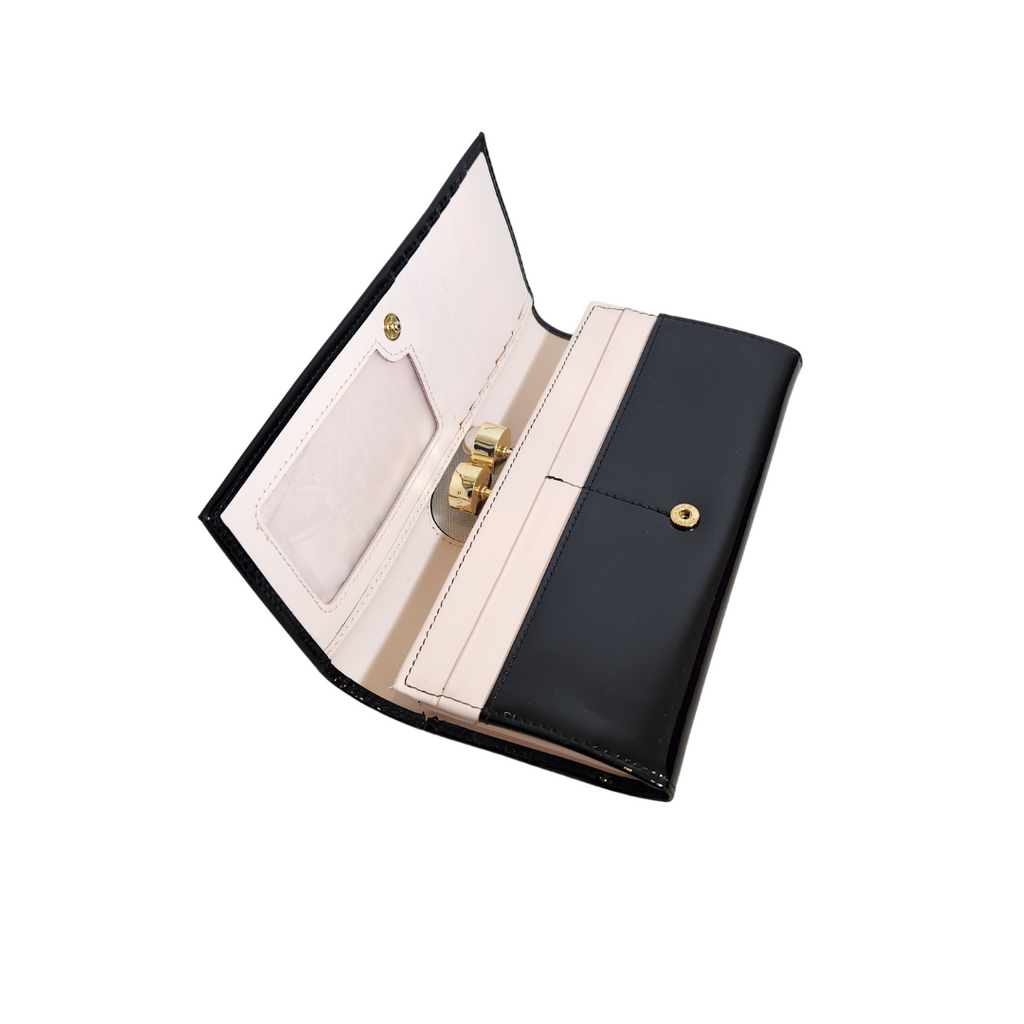 Ted Baker Black Cecilie Bobble Patent Matinee Wallet | Gently Used |