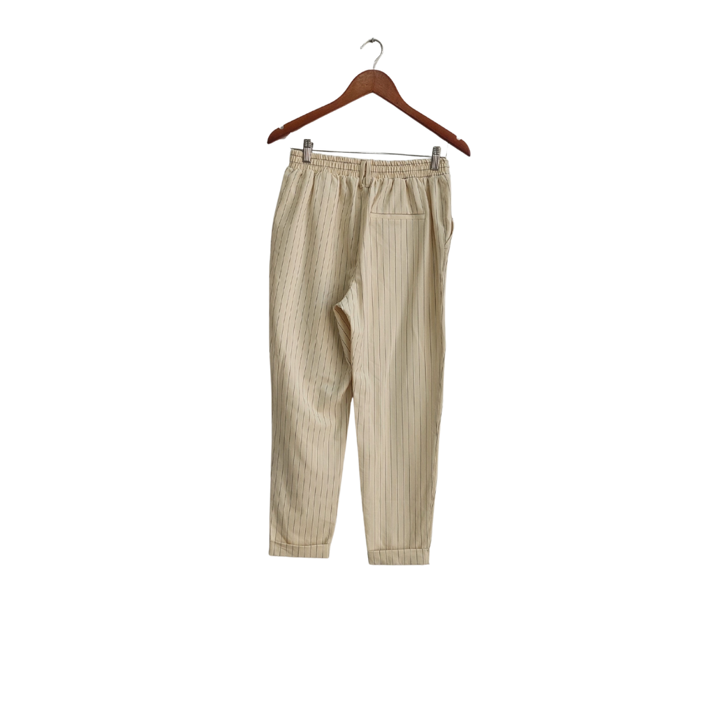 Bershka Cream Striped Straight Leg Pants | Gently Used |