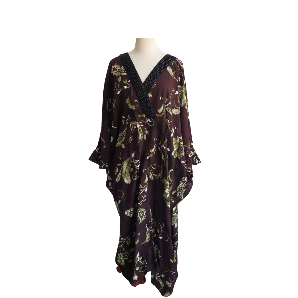 Splash Brown Paisley Printed Kaftan | Brand New |